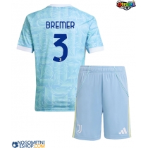 Otroški Nogometni dresi Juventus Gleison Bremer #3 Gostujoči 2025-26 Kratek Rokav (+ Kratke hlače)